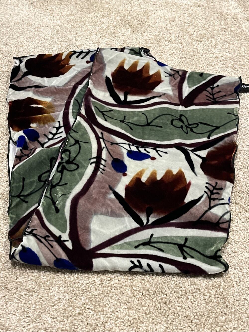 Lisa L. Velvet Art To Wear Handpainted Rayon Silk Scarf Floral